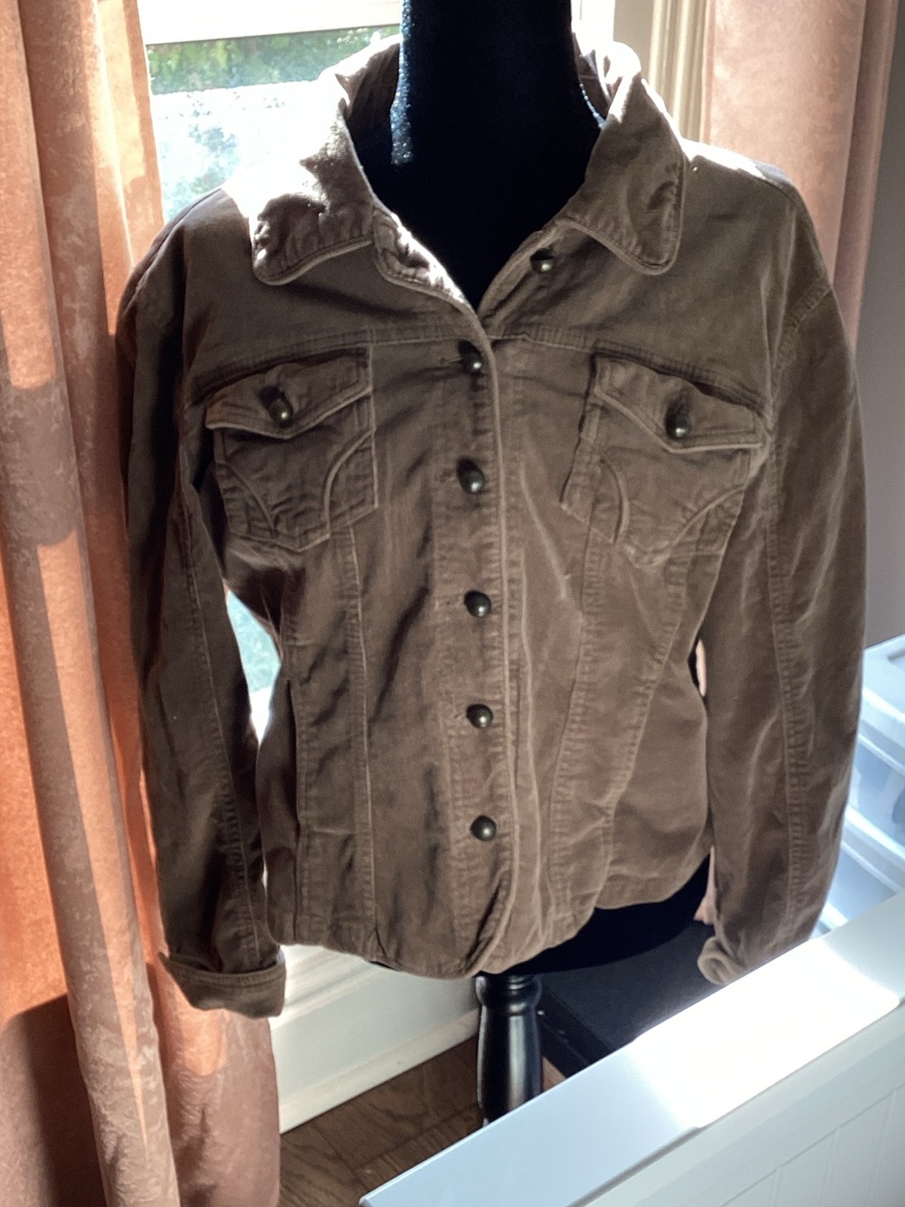 Dress Barn Brown Corduroy Button-Up Jacket